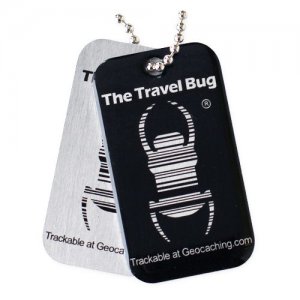 Geocaching QR Travel Bug® Glow in the Dark Zwart