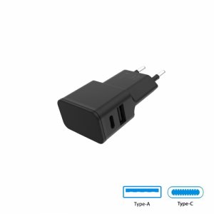 GRAB N GO - USB-A USB-C Stekker 12W / 2.4A Zwart